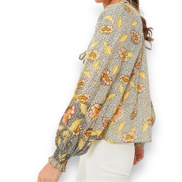 ULLA JOHNSON Kaitlyn Chrysanthemum Tie Neck Blouse Size 0 - Picture 4 of 13